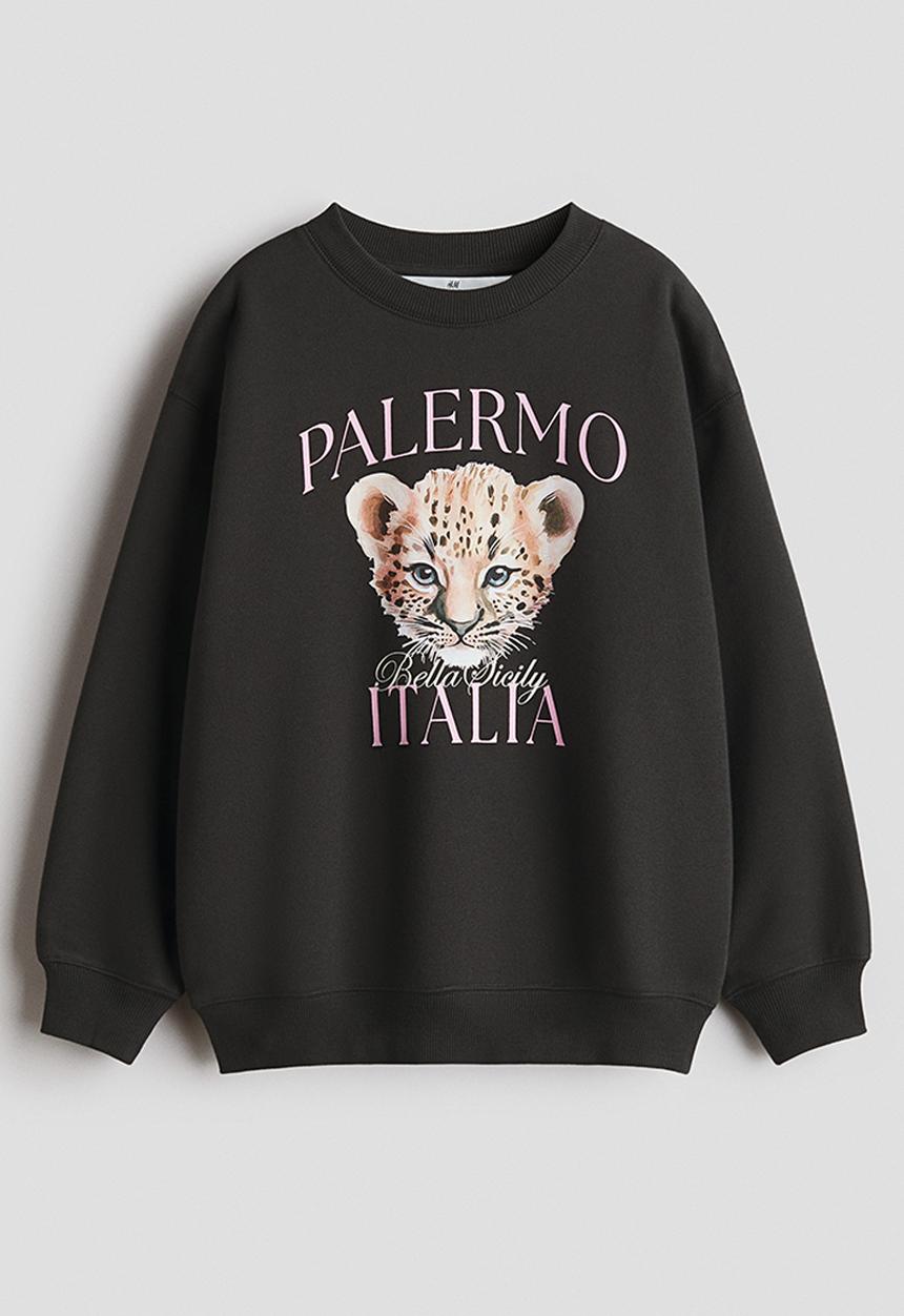 H&M - Motif-detail sweatshirt - black/palermo