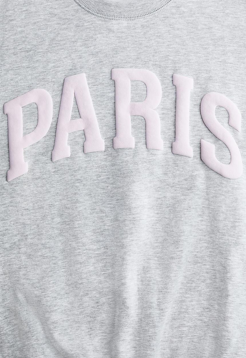 H&M - Motif-detail sweatshirt - light grey marl/paris