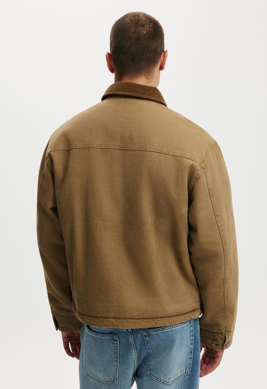 Cotton On - Cropped Canvas Harrington - Stone