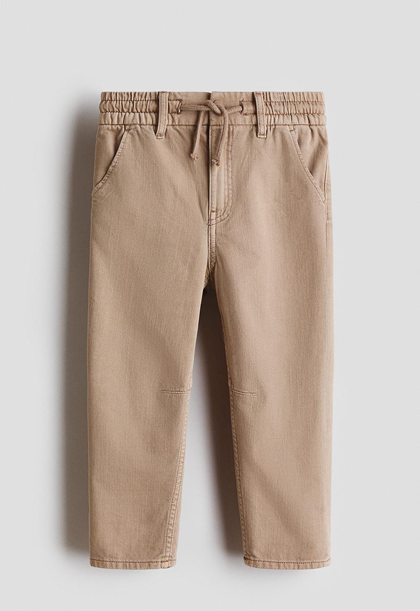 H&M - Washed cotton twill trousers - beige