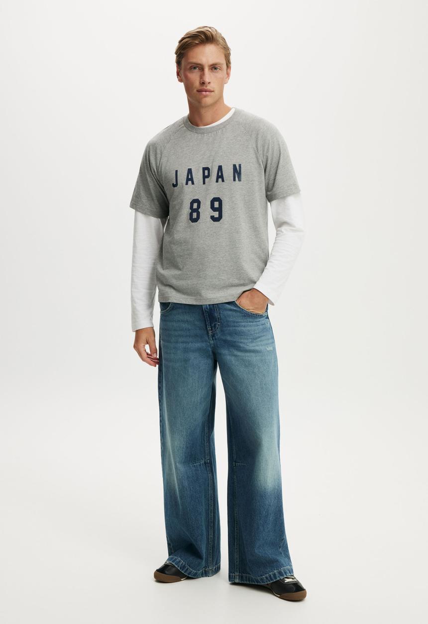 Cotton On - Everyday Fit Graphic T-Shirt - Grey Marle / Japan 89