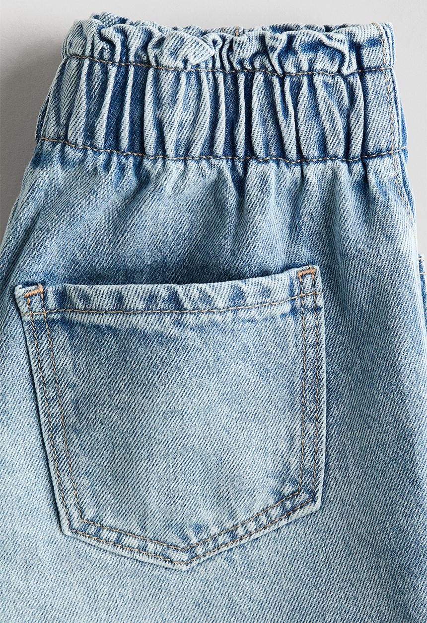 H&M - Paper bag denim shorts - light denim blue