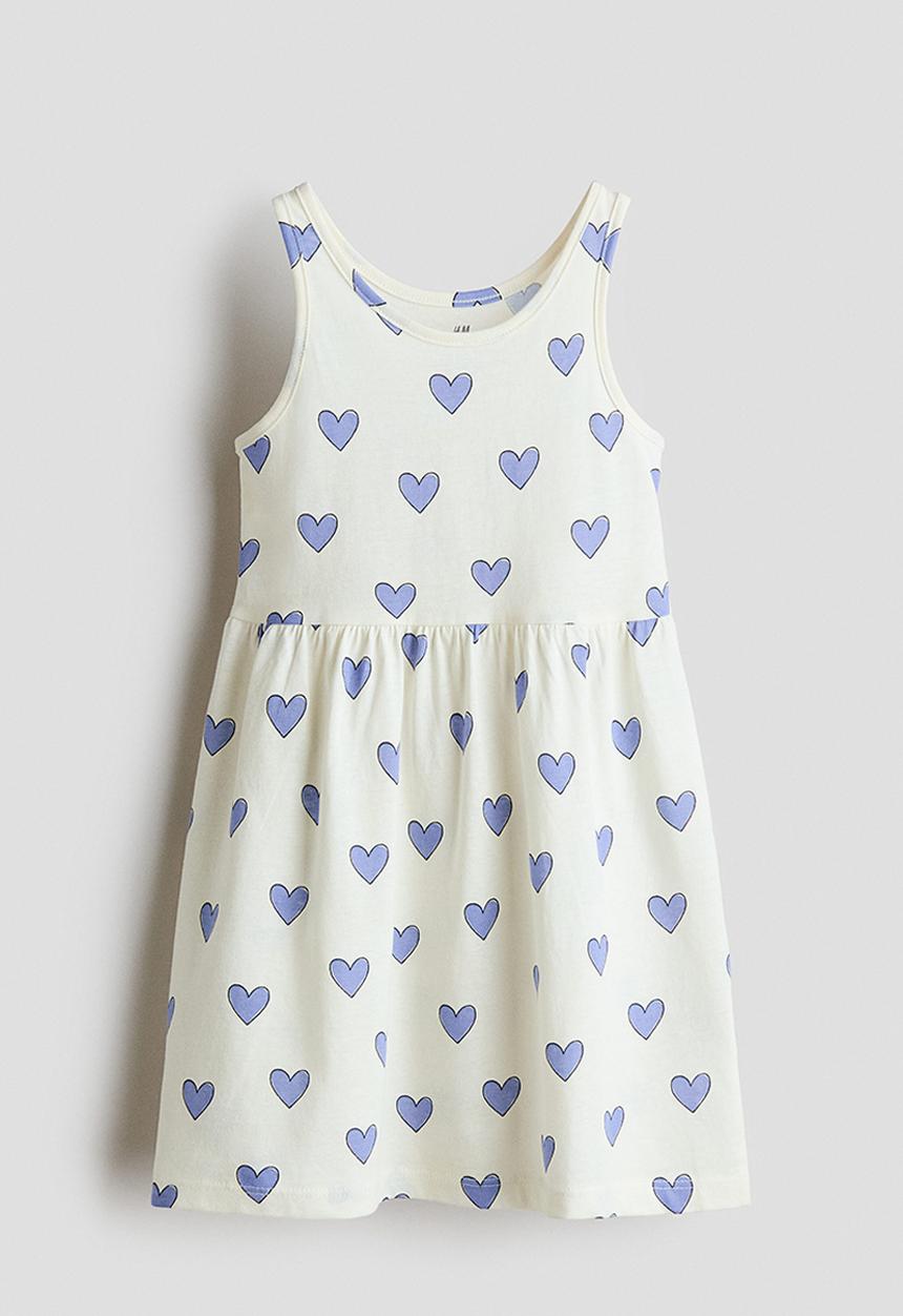 H&M - Printed cotton dress - white/hearts
