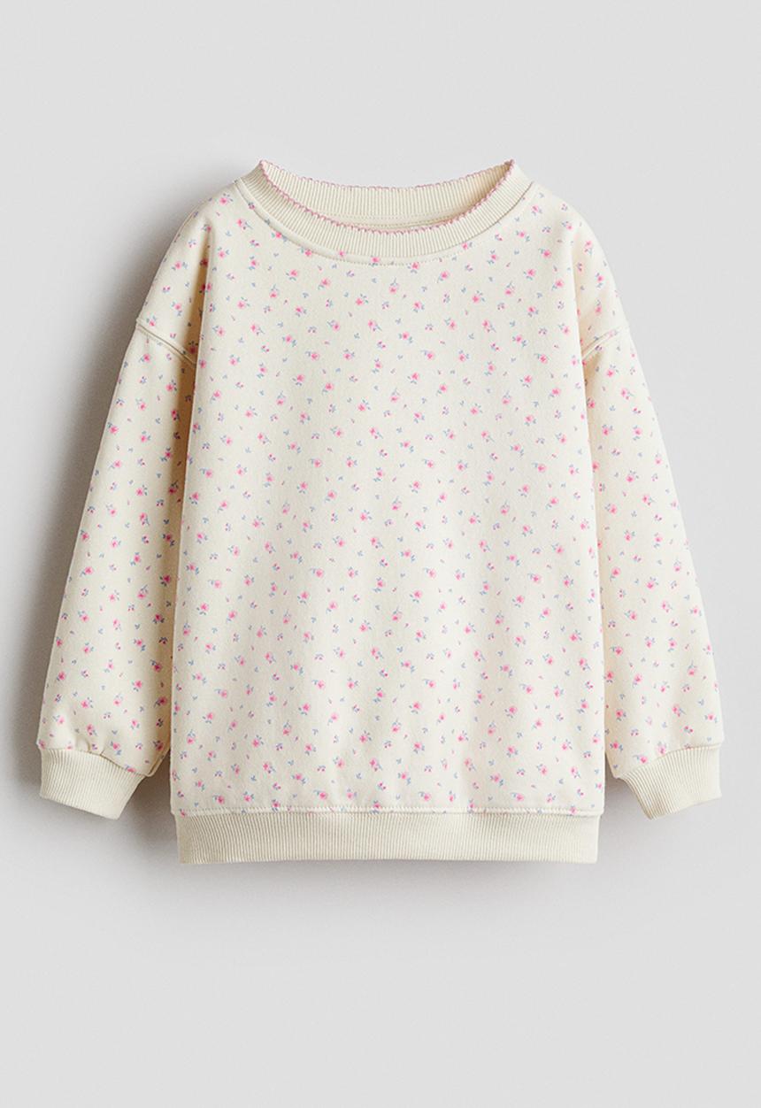 H&M - Printed brushed-inside sweatshirt - light beige/floral