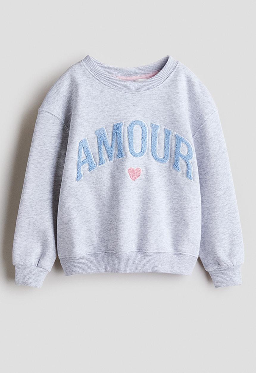 H&M - Motif-detail sweatshirt - light grey marl/amour