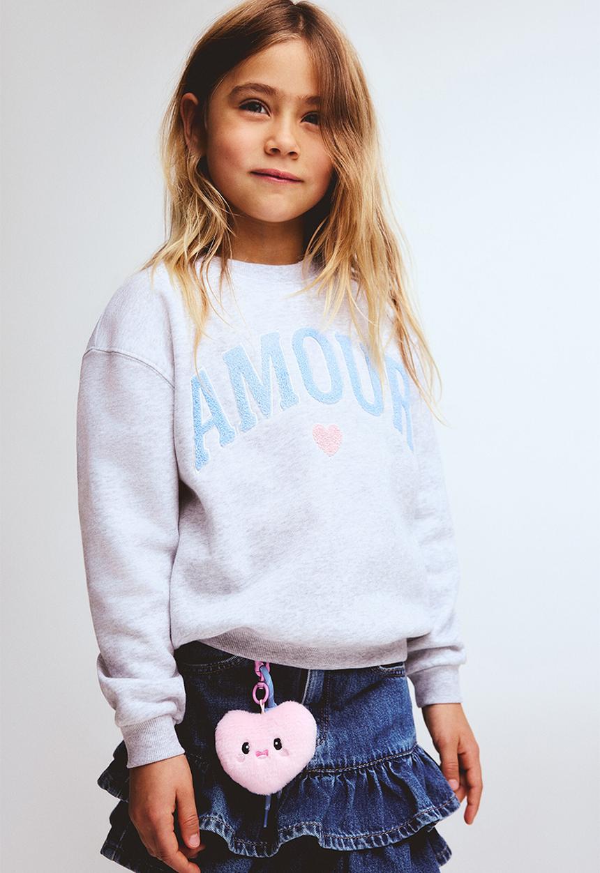 H&M - Motif-detail sweatshirt - light grey marl/amour