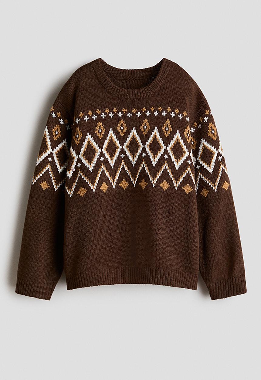 H&M - Jacquard-knit jumper - dark brown