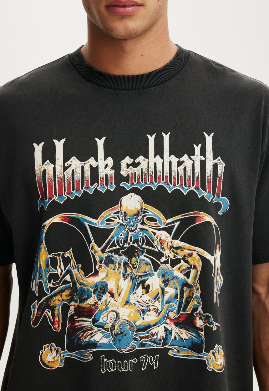 Cotton On - Everyday Fit Music T-Shirt - Lcn Bra Washed Black / Black Sabbath - Tour 7