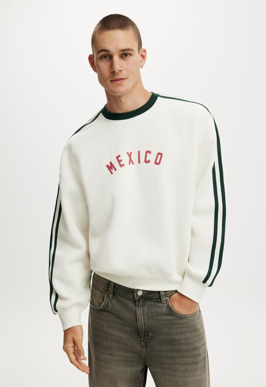 Cotton On - Oversized Graphic Crew Sweater - Chalk White / Mexico