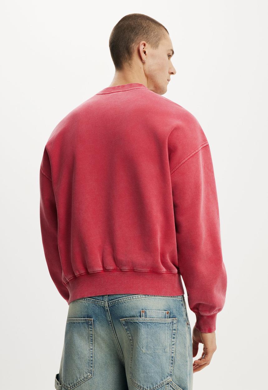 Cotton On - Oversized Graphic Crew Sweater - Chilli Pepper Wash / Italia
