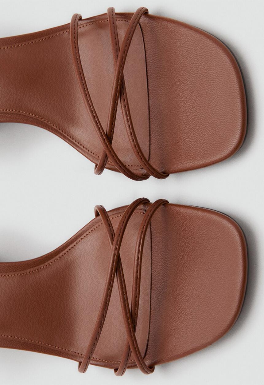 MANGO - Ray ankle strap - medium brown