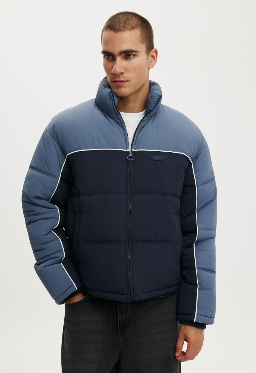 Puffer Jacket - Blue / Panelled