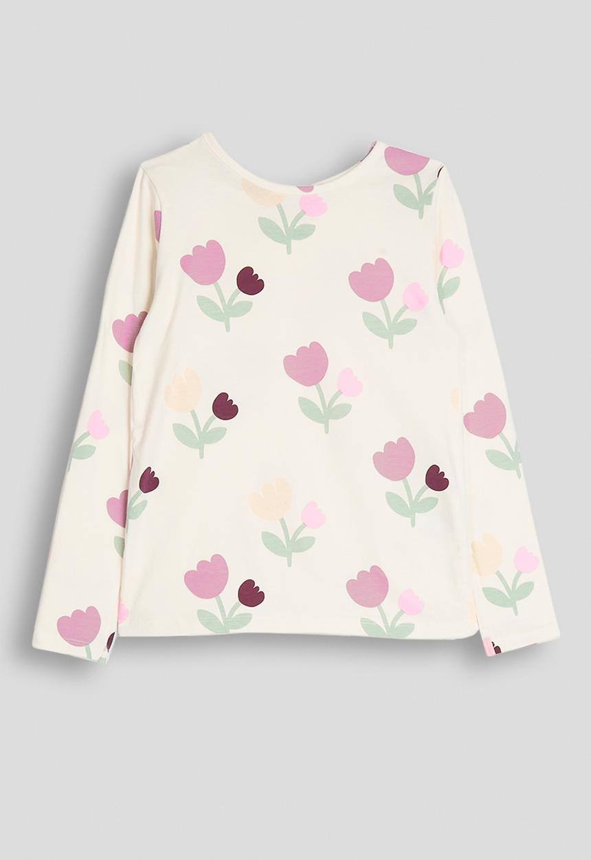 H&M - Printed long-sleeved top - neutral/flowers