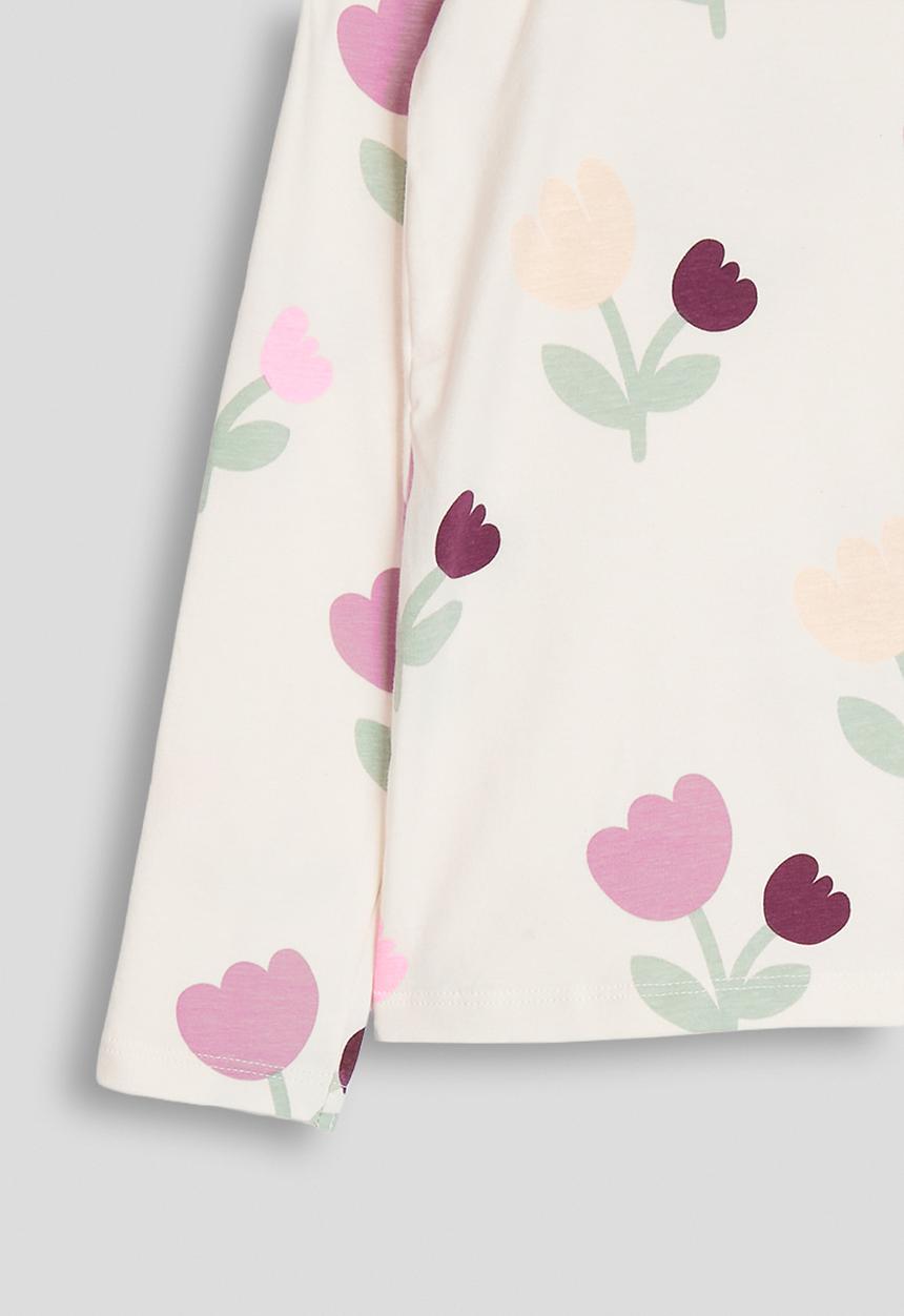 H&M - Printed long-sleeved top - neutral/flowers