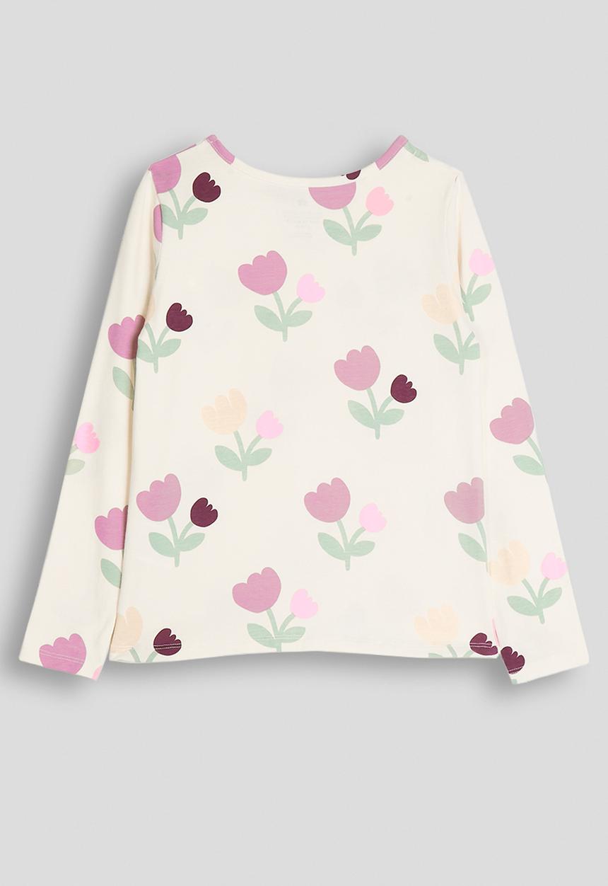 H&M - Printed long-sleeved top - neutral/flowers