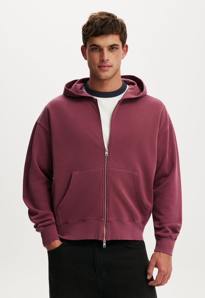 Cotton On - Zip Up Hoodie - Crimson Wash