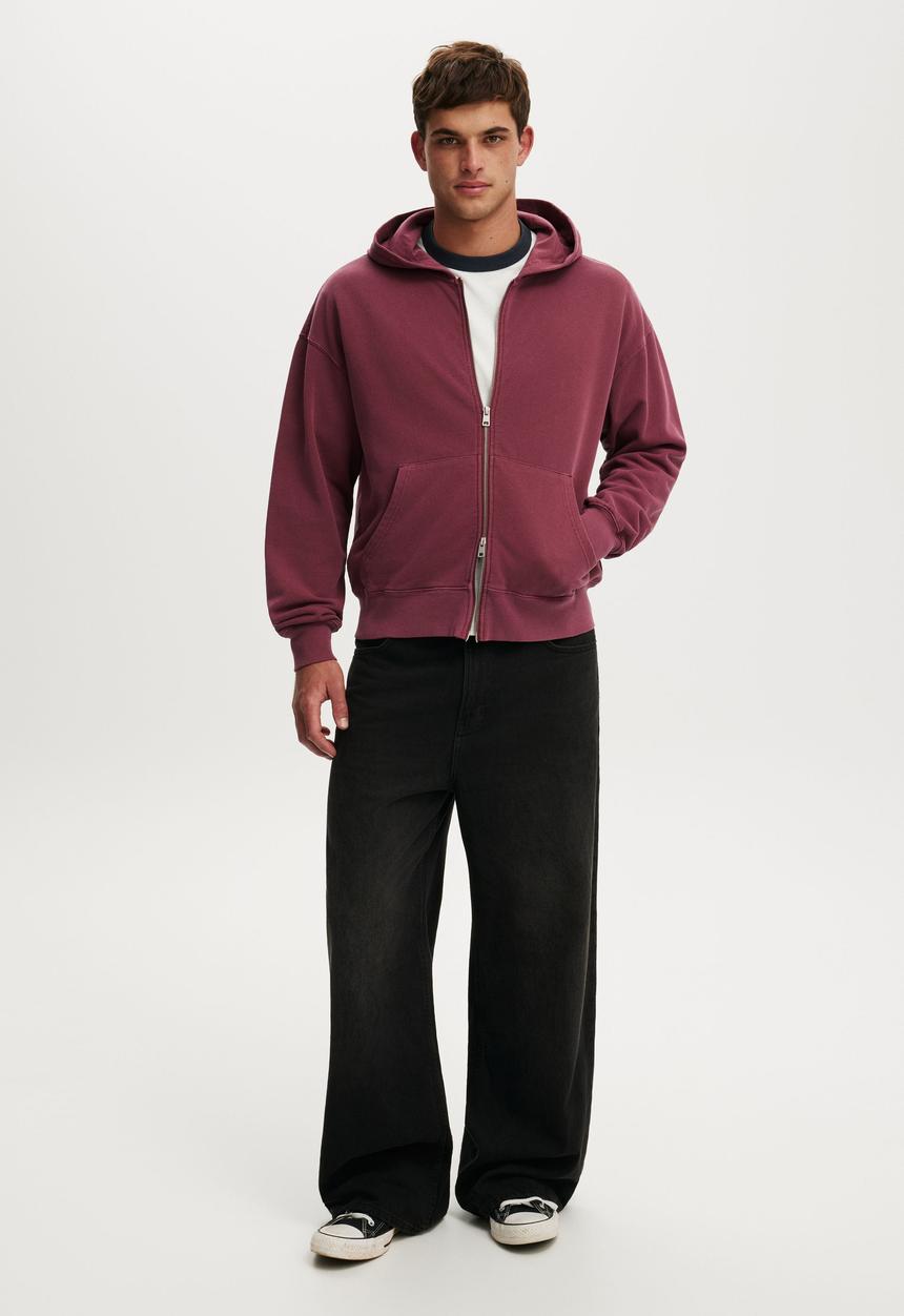 Cotton On - Zip Up Hoodie - Crimson Wash