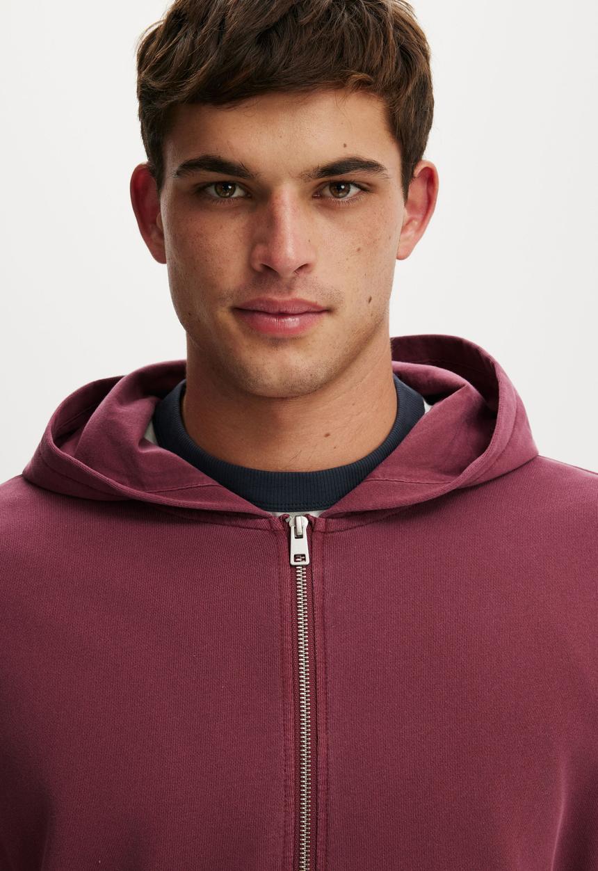 Cotton On - Zip Up Hoodie - Crimson Wash