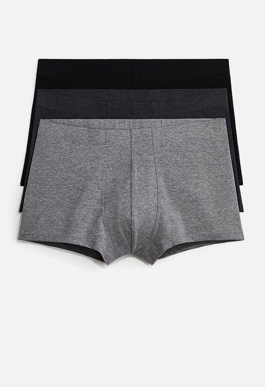 H&M - 3-Pack short cotton trunks - grey marl/black