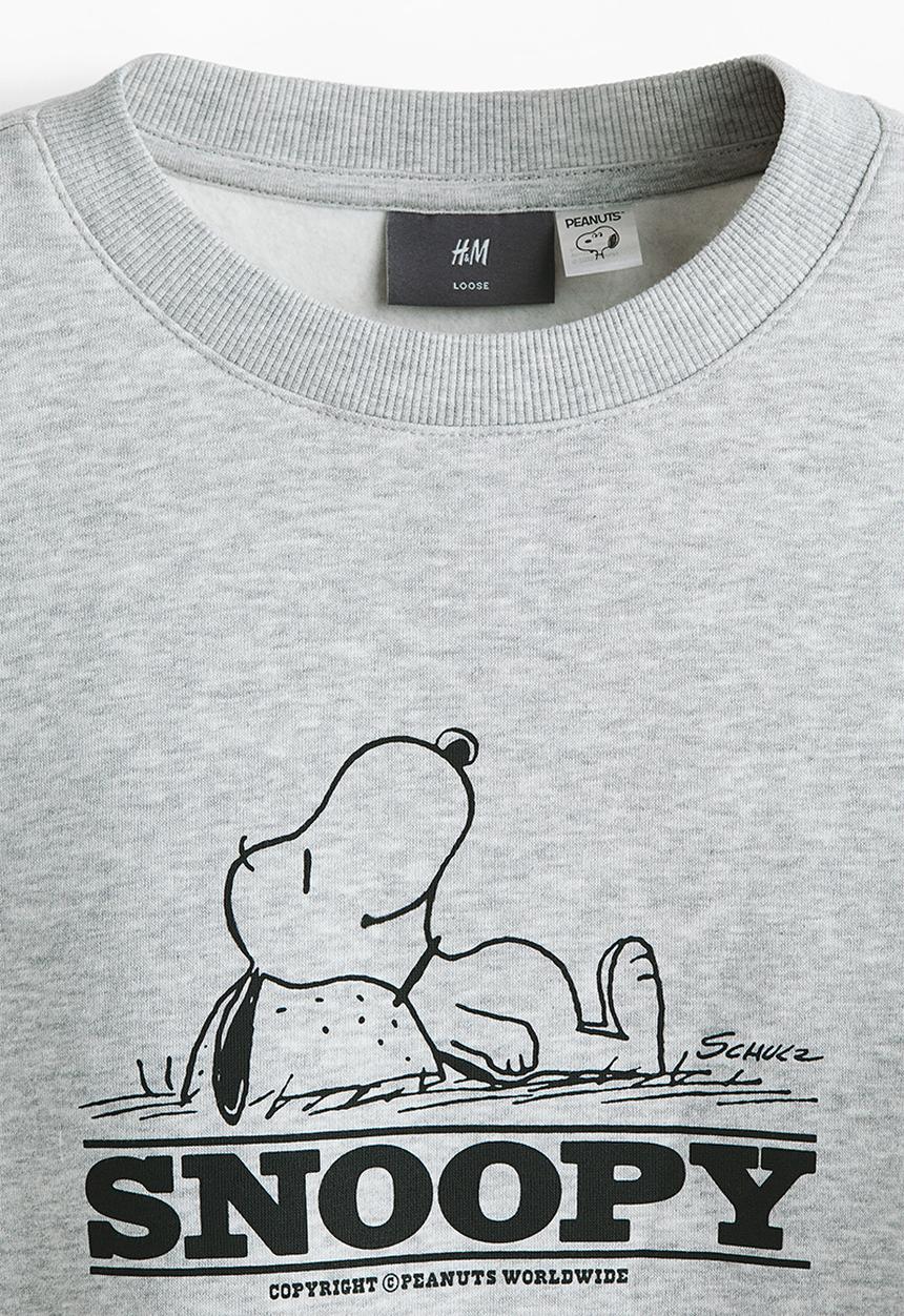 H&M - Loose fit sweatshirt - grey marl/snoopy