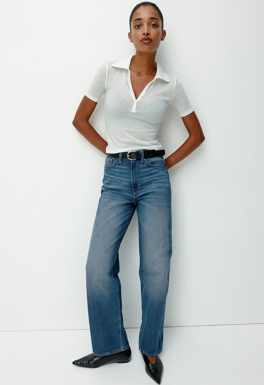 H&M - Straight high jeans - denim blue