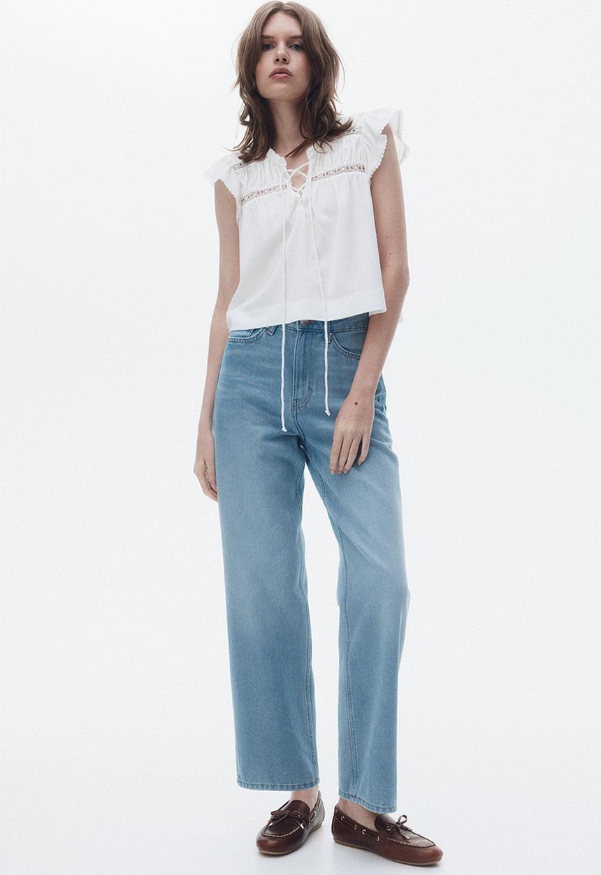 H&M - Straight high jeans - light denim blue