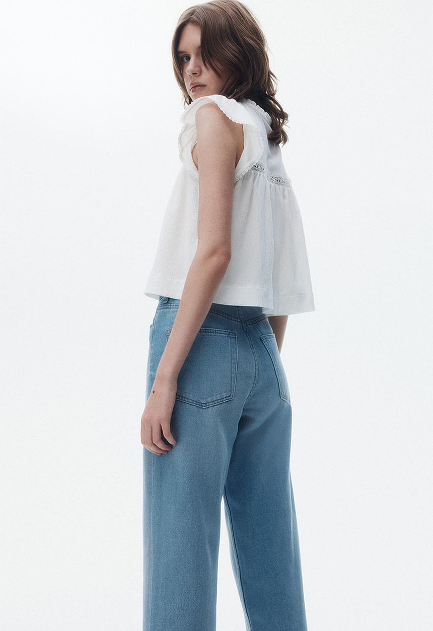 H&M - Straight high jeans - light denim blue