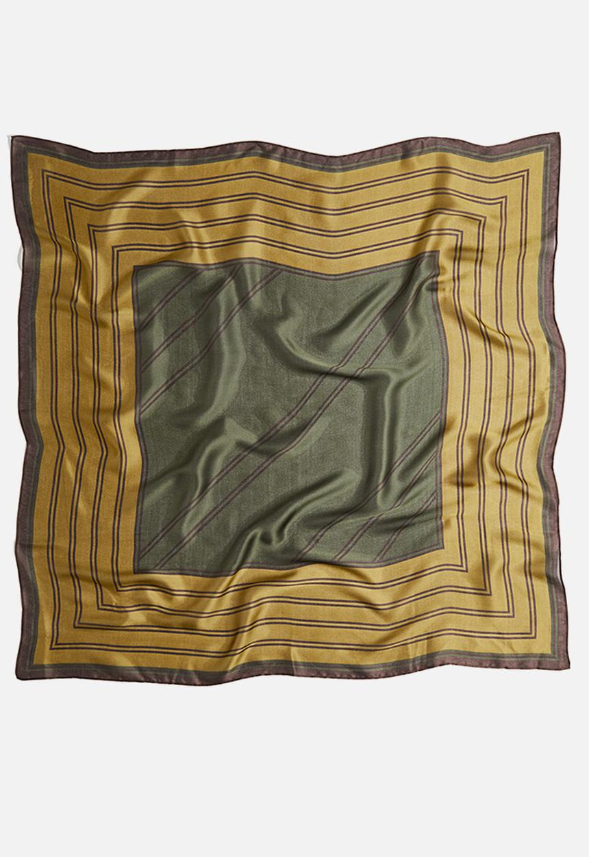 H&M - Patterned scarf - khaki green/patterned