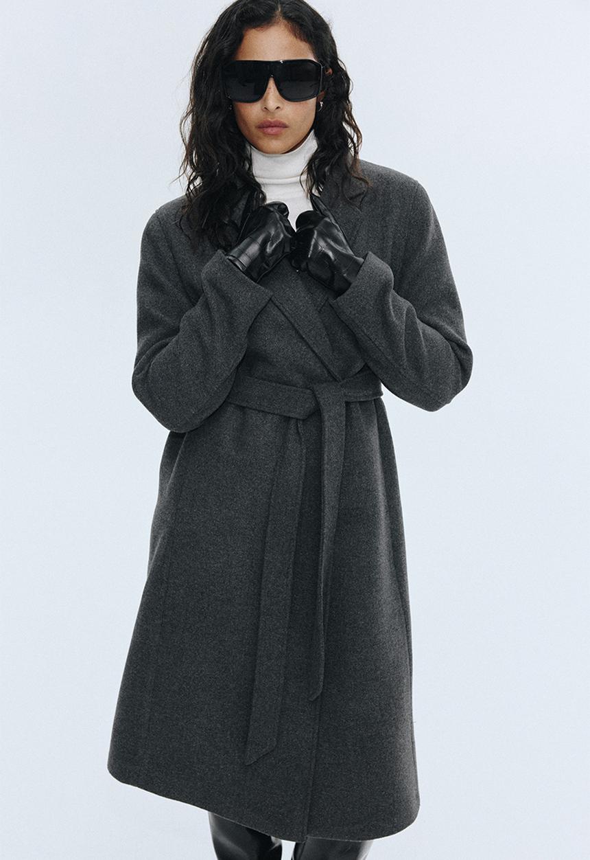 H&M - Tie-belt coat - dark grey