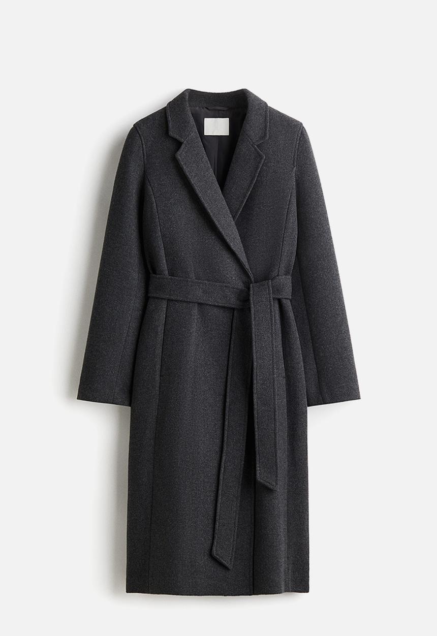 H&M - Tie-belt coat - dark grey
