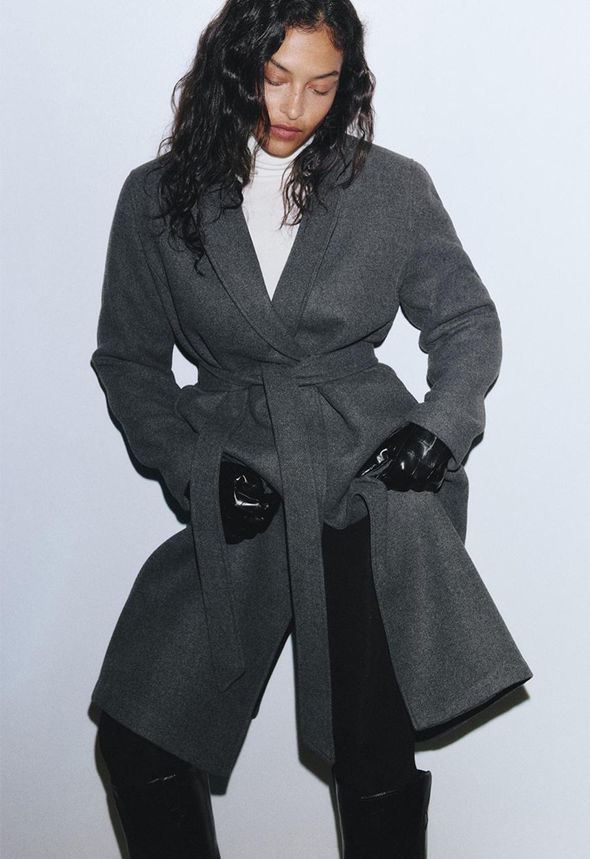 H&M - Tie-belt coat - dark grey