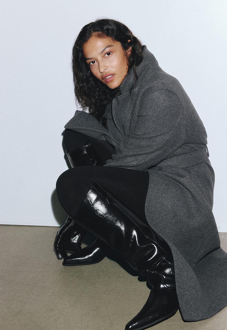 H&M - Tie-belt coat - dark grey