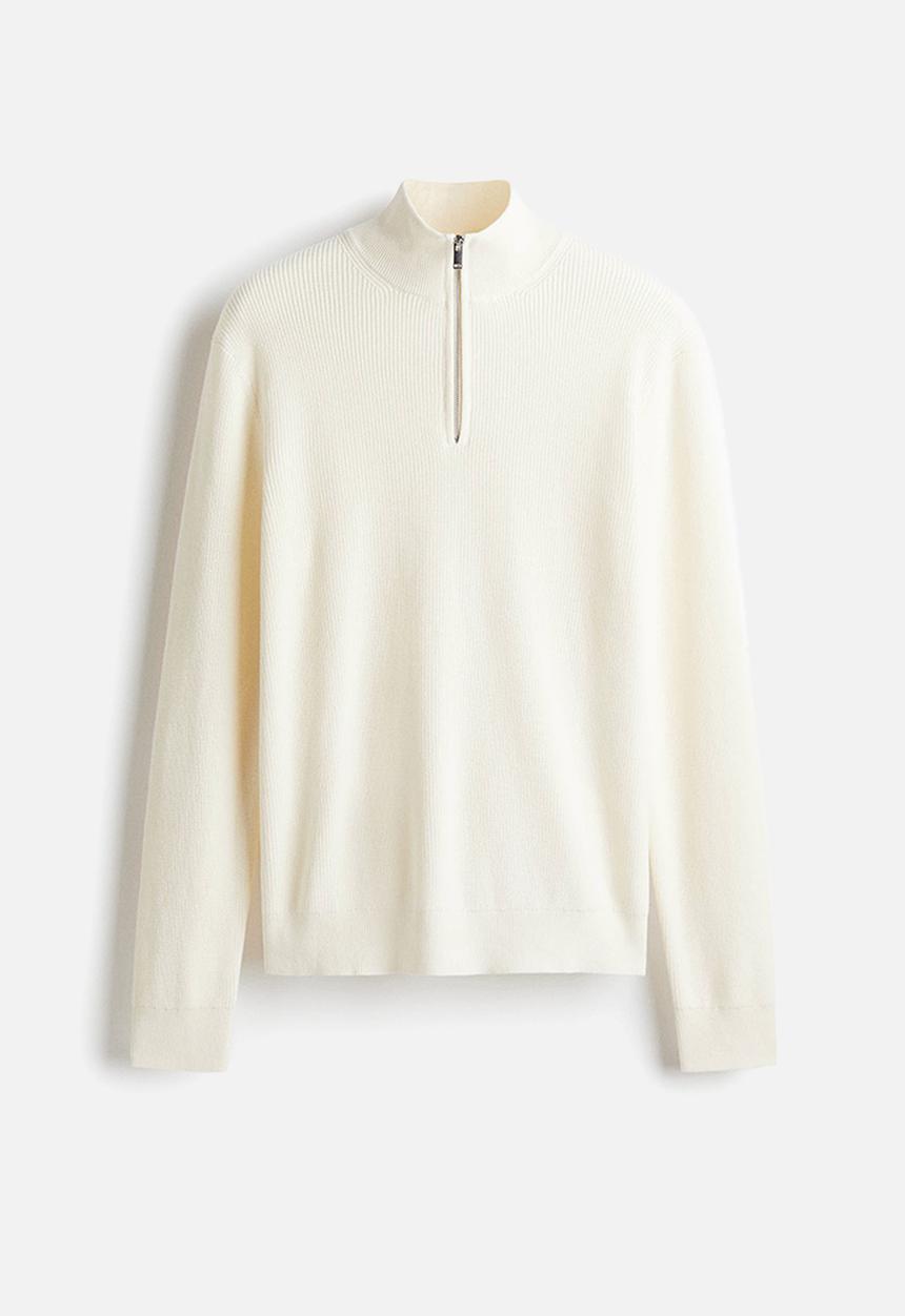 H&M - Regular fit zip-top jumper - white