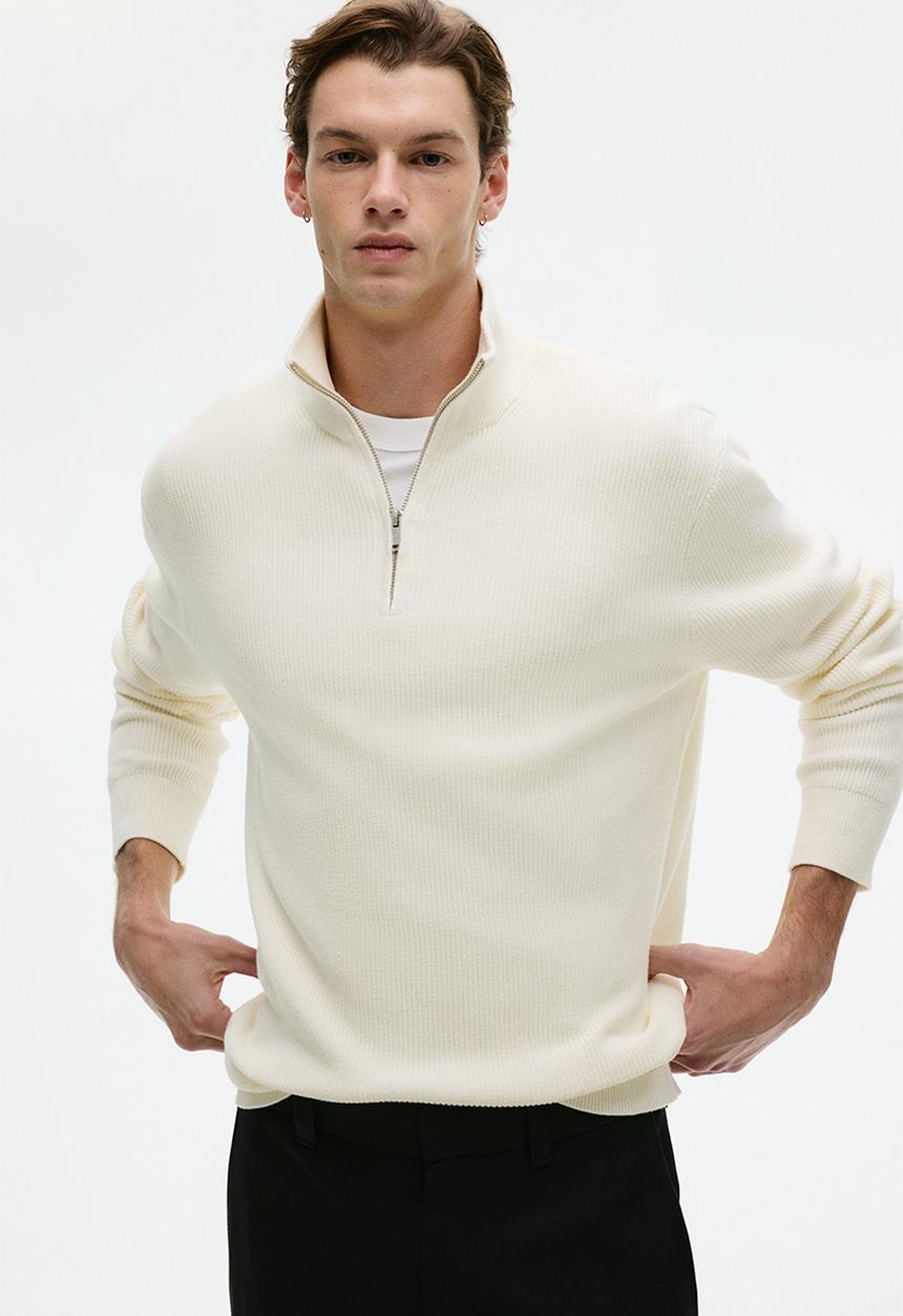 H&M - Regular fit zip-top jumper - white