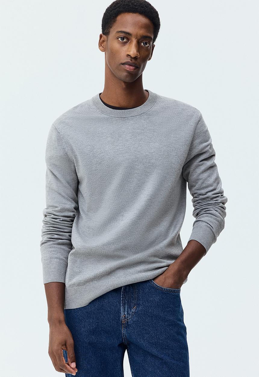 H&M - Regular fit fine-knit jumper - grey marl