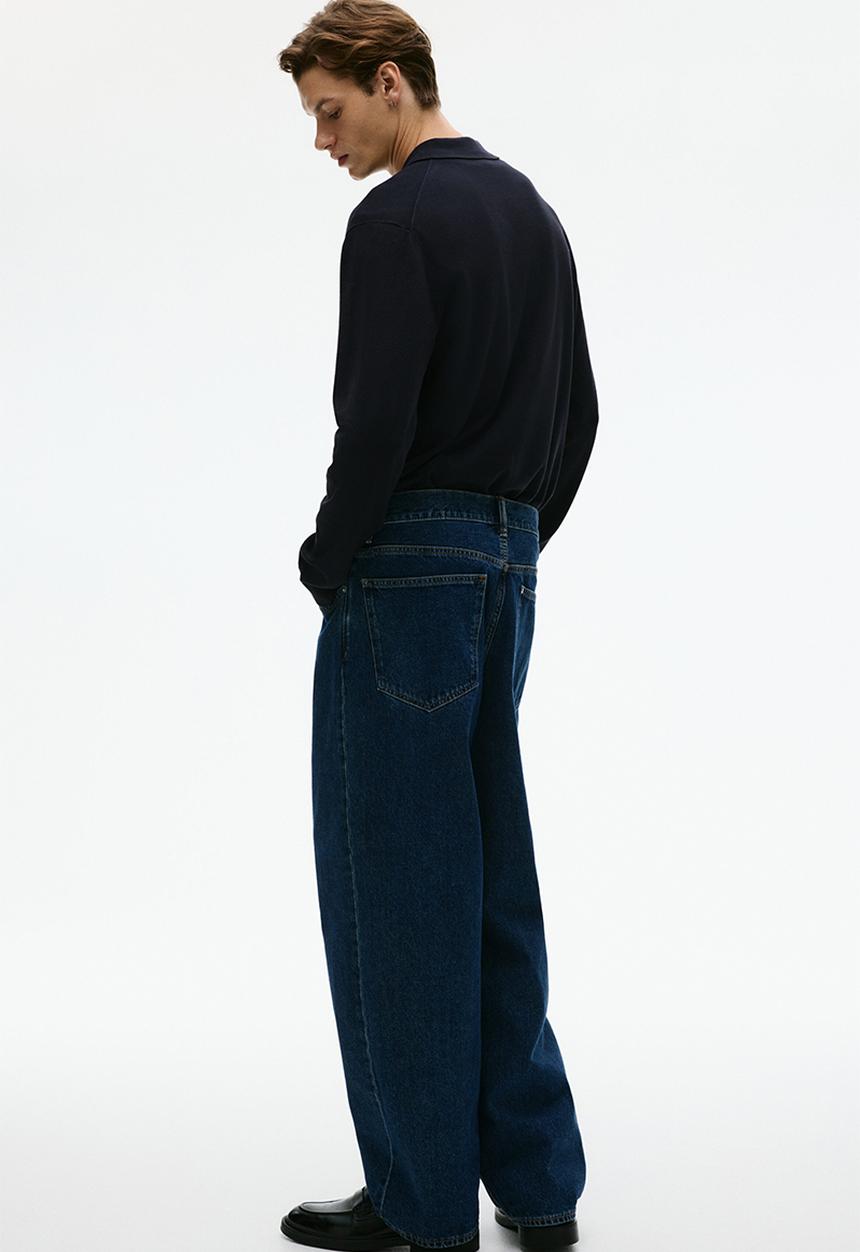 H&M - Regular fit fine-knit polo shirt - navy blue