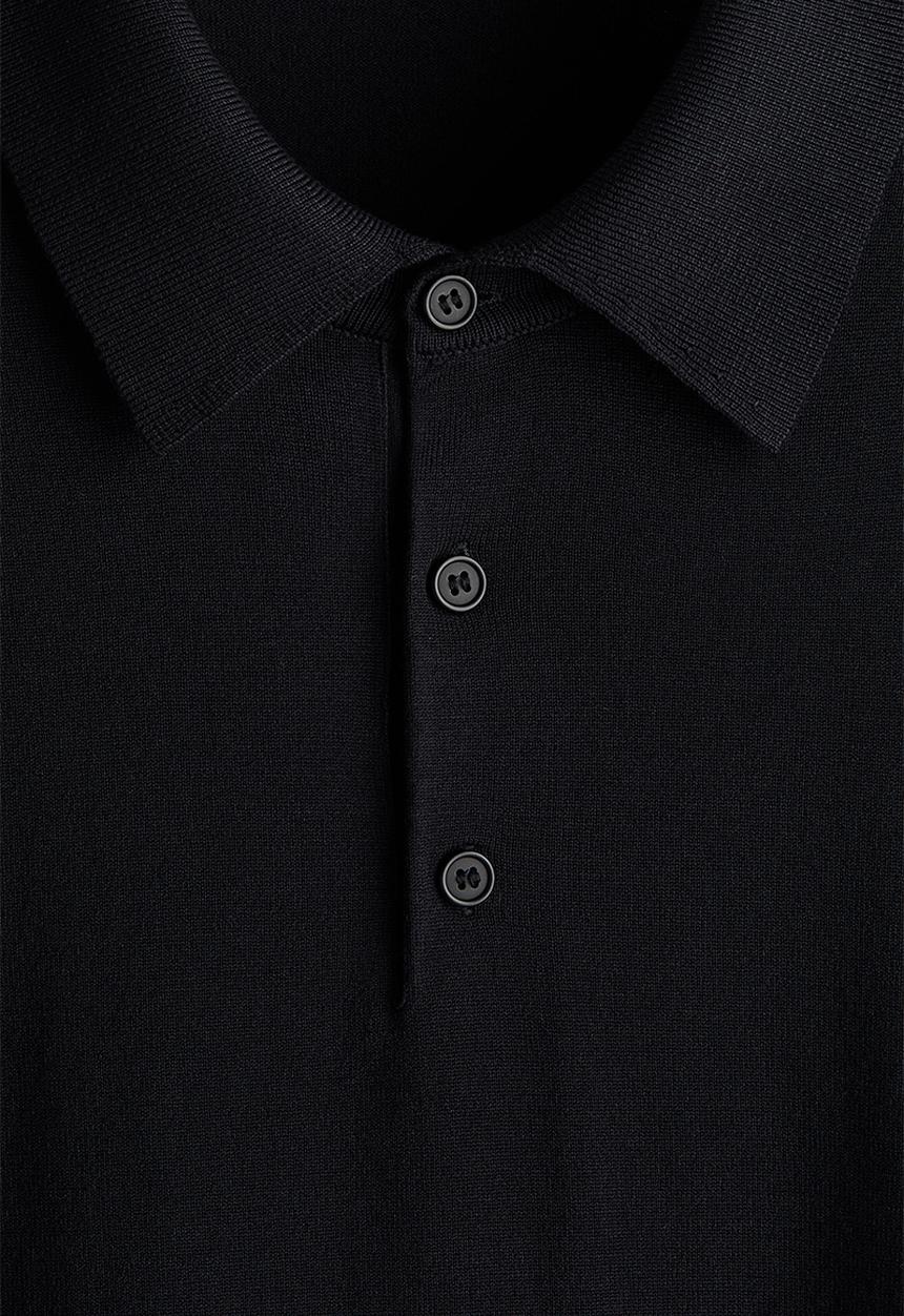 H&M - Regular fit fine-knit polo shirt - navy blue