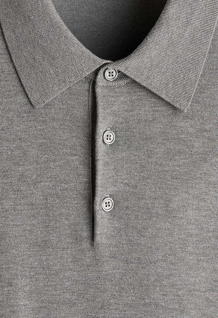 H&M - Regular fit fine-knit polo shirt - grey marl