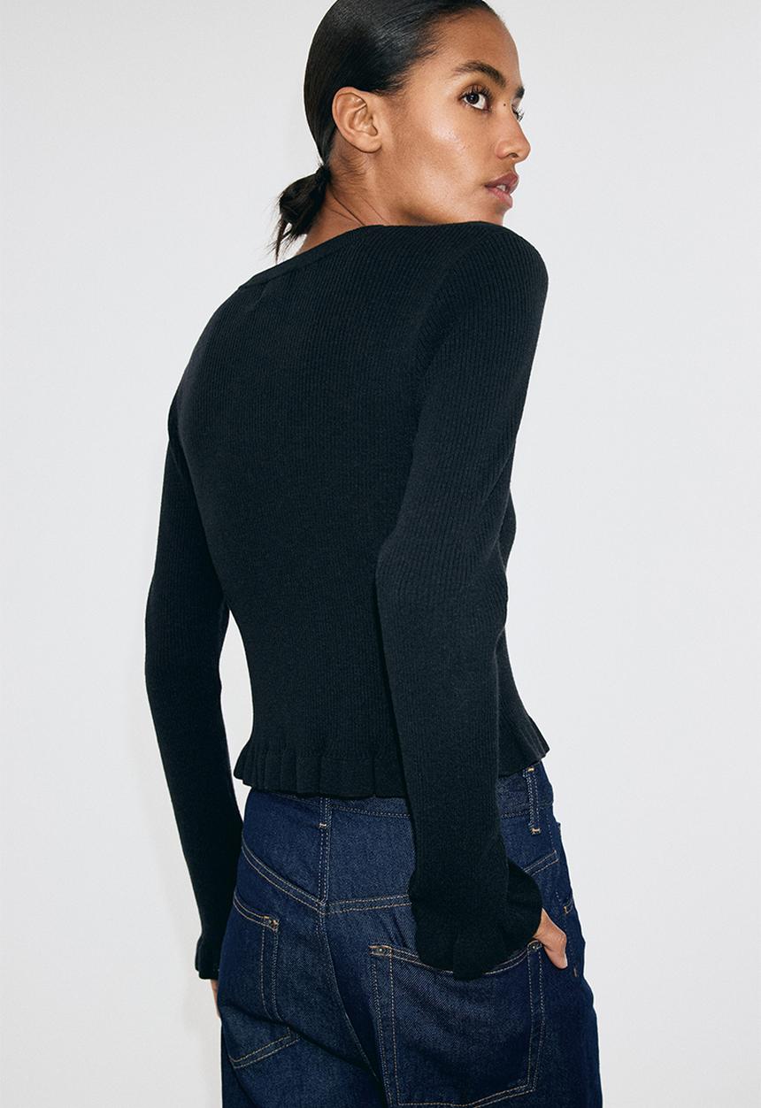 H&M - Rib-knit cardigan - black