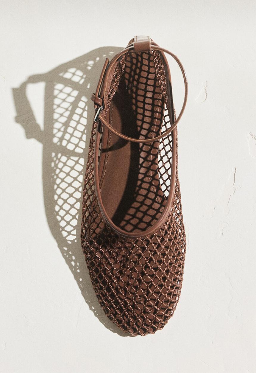 MANGO - Perse pump - dark brown