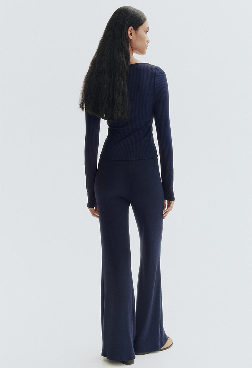 H&M - Ribbed jersey top - navy blue