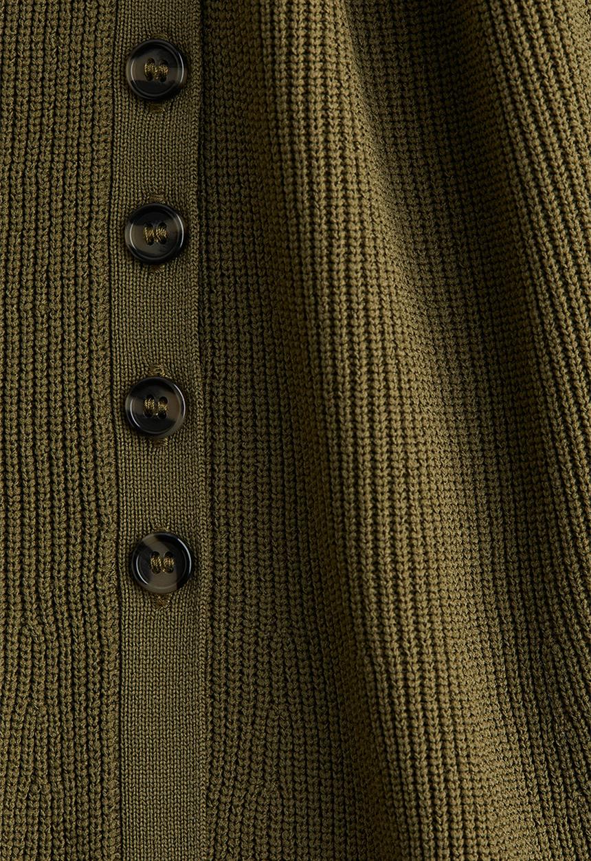 H&M - Rib-knit peplum waistcoat - dark khaki green