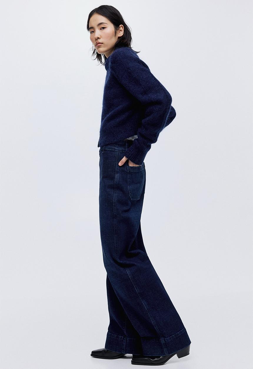 H&M - Wide high jeans - dark denim blue