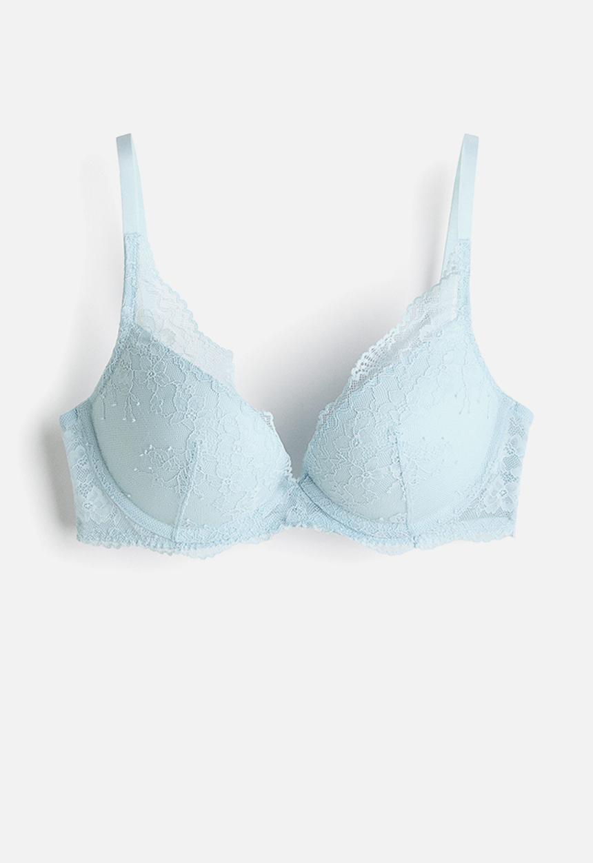 H&M - Lace super push-up bra - light turquoise