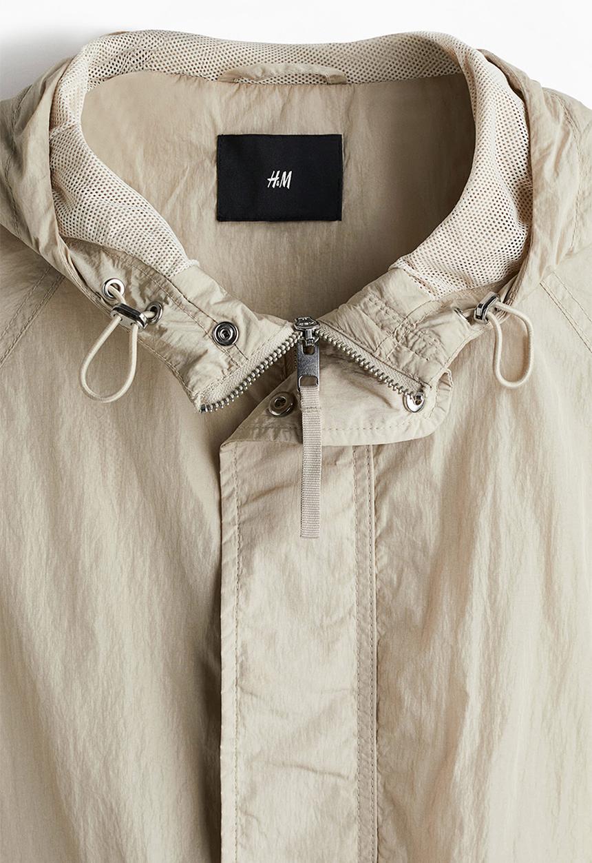 H&M - Loose fit nylon windbreaker - light beige