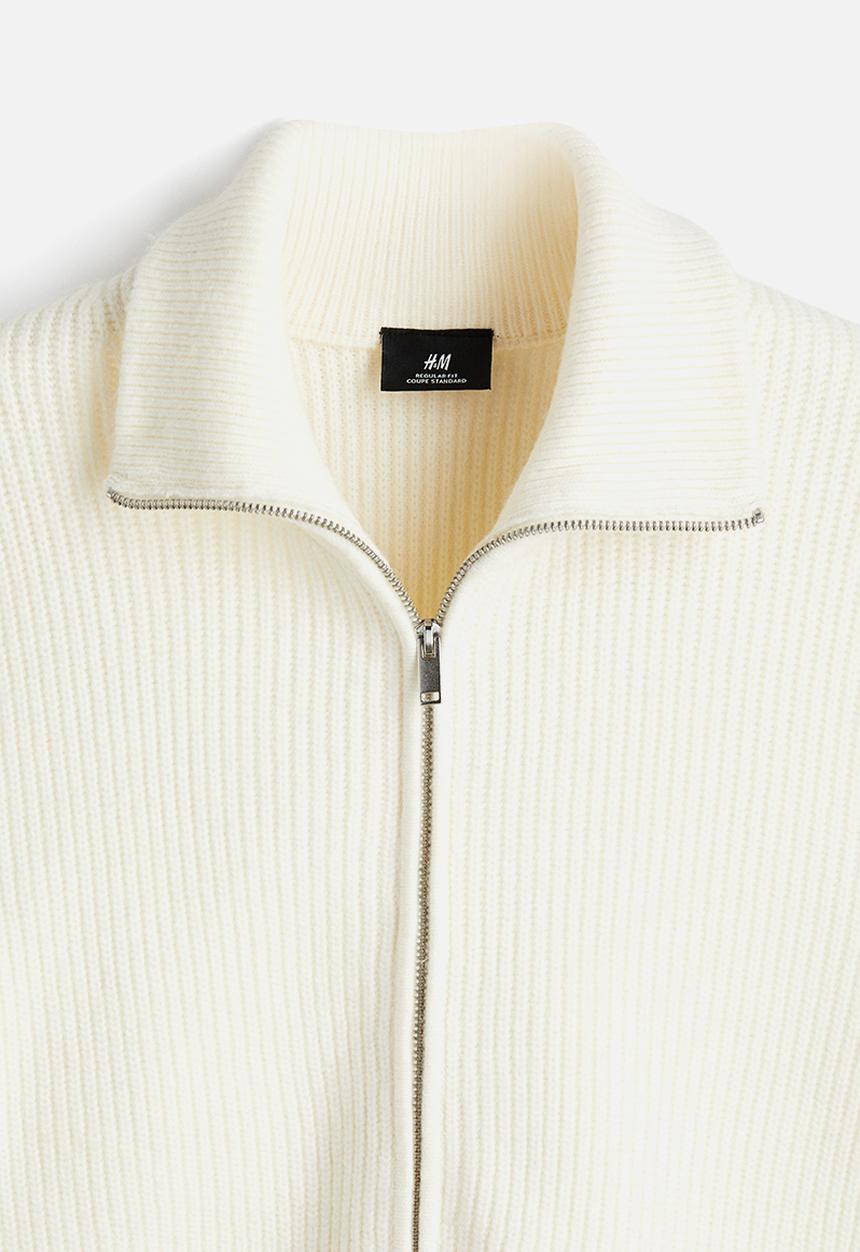 H&M - Regular fit zip cardigan - white