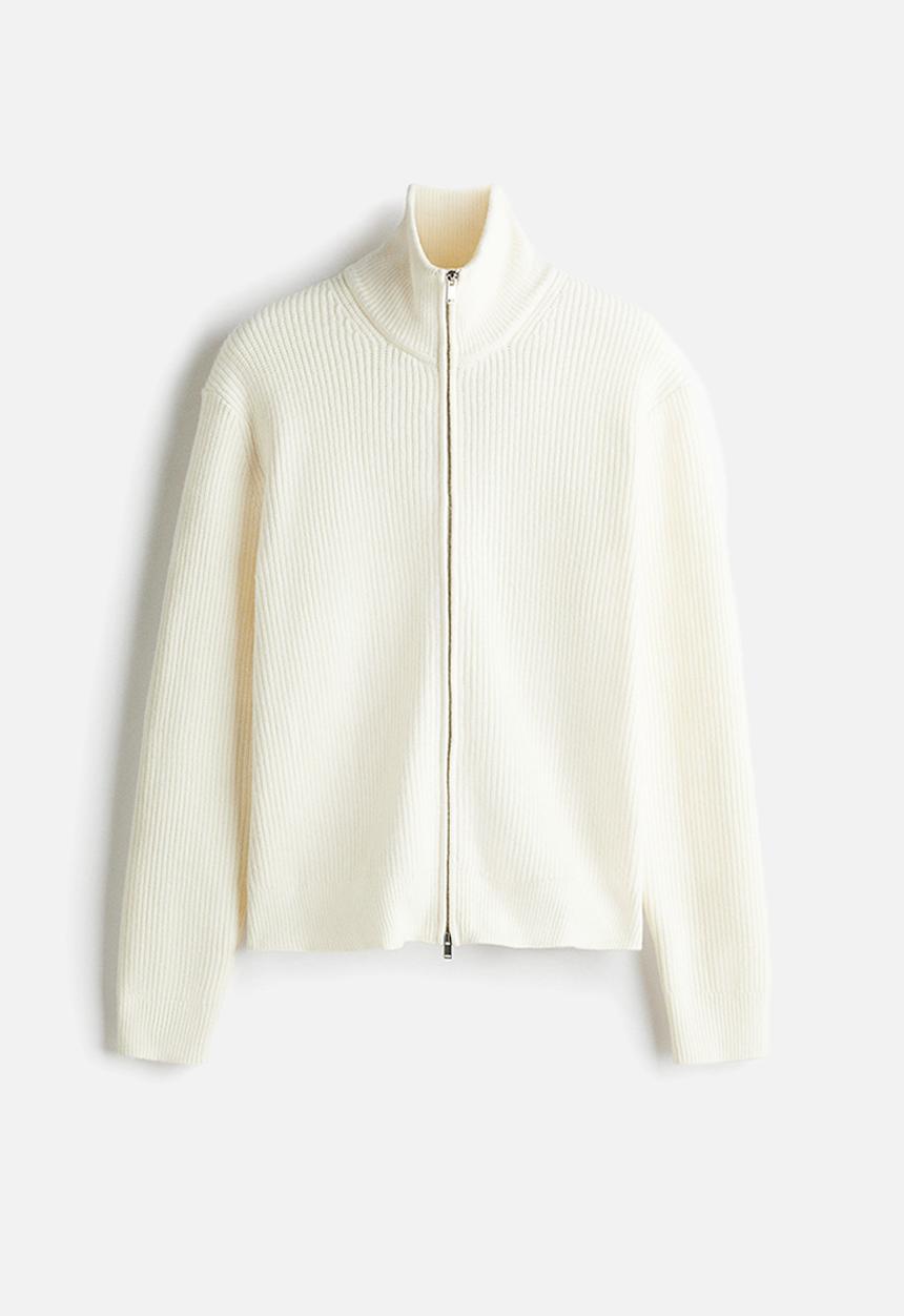 H&M - Regular fit zip cardigan - white