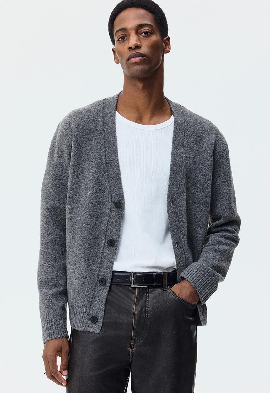 H&M - Regular fit brushed cardigan - dark grey marl
