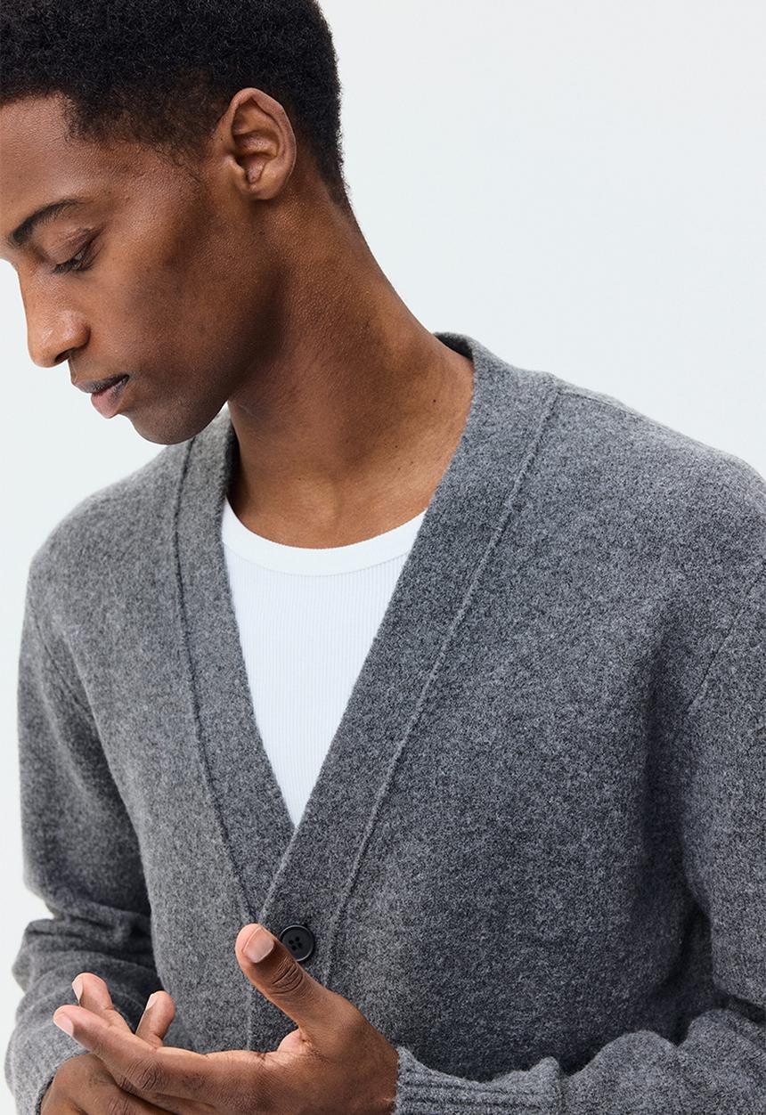 H&M - Regular fit brushed cardigan - dark grey marl