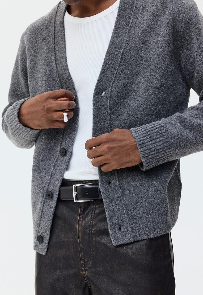 H&M - Regular fit brushed cardigan - dark grey marl
